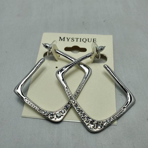 Mystique silver with rhinestone hoop earring - Picture 2 of 4